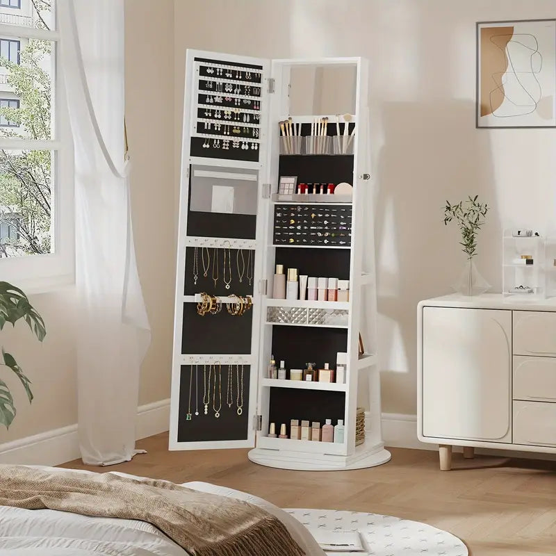 White 360° Swivel Jewellery Cabinet Mirror