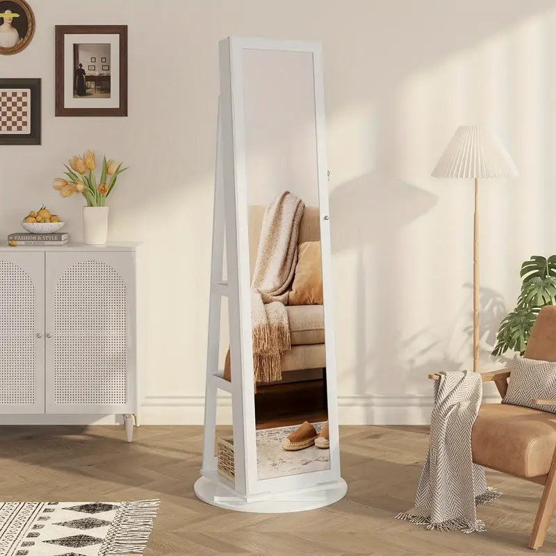 White 360° Swivel Jewellery Cabinet Mirror