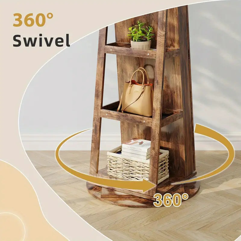 Brown 360° Swivel Jewellery Cabinet Mirror