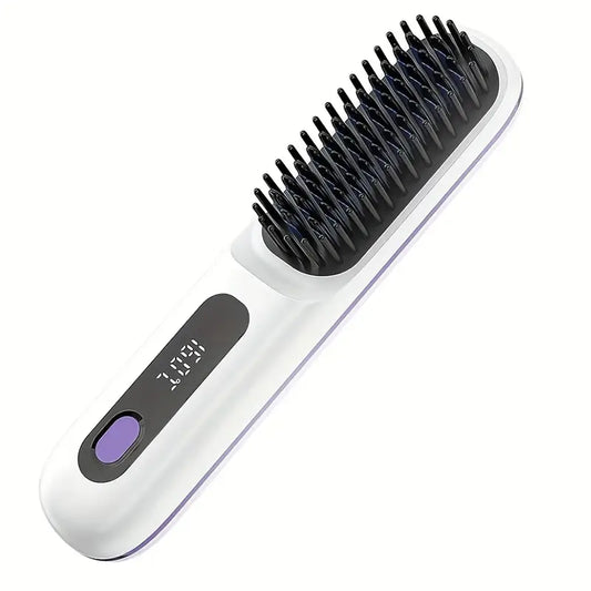 White Cordless Hair Straightener Brush